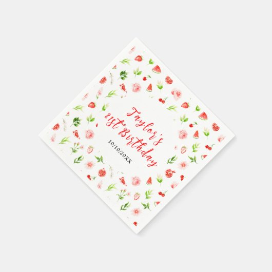 Serviette En Papier Watermelon and Pomegranate Birthday (Coin)