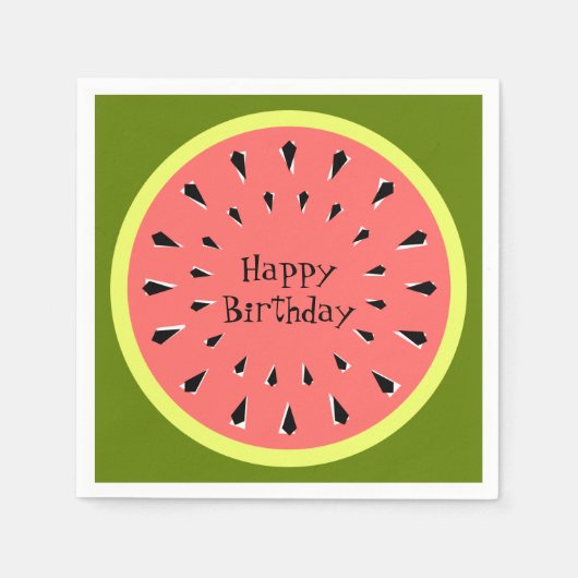Serviette En Papier Watermelon rose joyeux papier serviettes d'anniver (Devant)