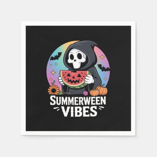 Serviette En Papier Watermelon Summerween Skeleton Vibes (Devant)