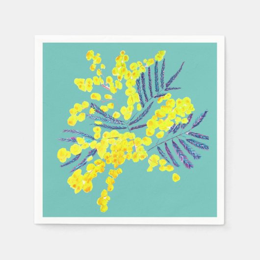 Serviette En Papier Wattle Mimosa fleurie jaune Australie (Devant)