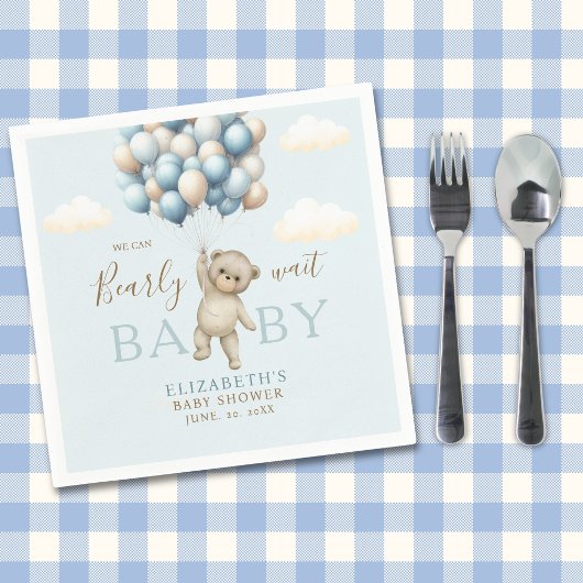 Serviette En Papier We Can Bearly Wait Baby, Cute Bear Baby Shower