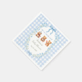 Serviette En Papier We Can Bearly Wait Blue Gingham Baby Shower  (Coin)