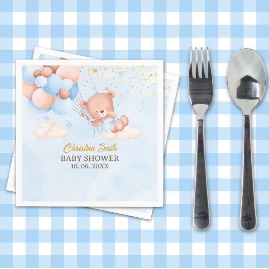 Serviette En Papier We Can Bearly Wait , Boy Baby Shower