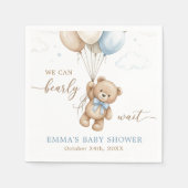 Serviette En Papier We Can Bearly Wait Boy Baby Shower Custom (Devant)