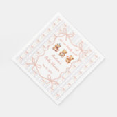 Serviette En Papier We Can Bearly Wait Pink Lace Ribbon Baby Shower  (Coin)