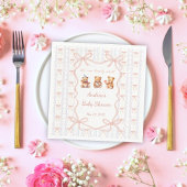 Serviette En Papier We Can Bearly Wait Pink Lace Ribbon Baby Shower