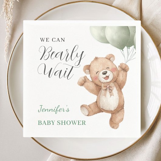 Serviette En Papier We Can Bearly Wait Teddy Bear Baby Shower
