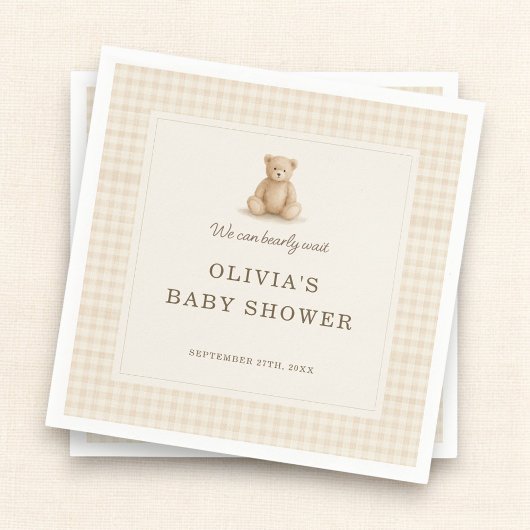 Serviette En Papier We Can Bearly Wait Teddy Bear Baby Shower Party