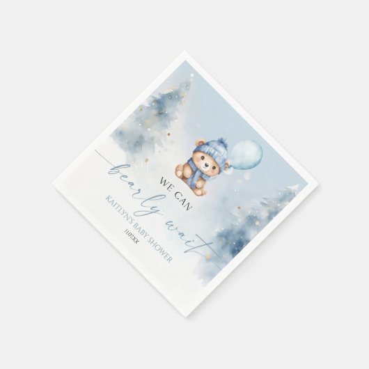 Serviette En Papier We Can Bearly Wait Winter Teddy Bear Baby Shower (Coin)