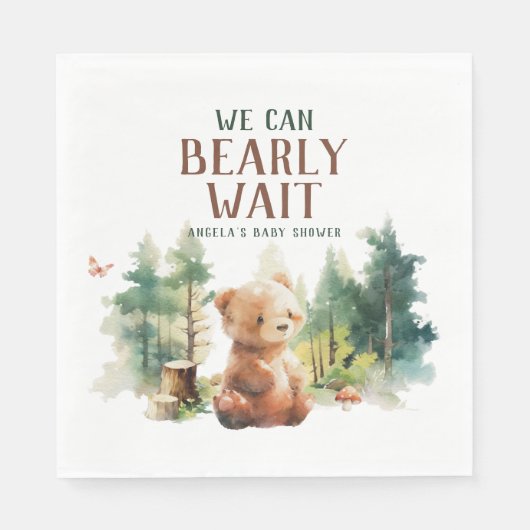 Serviette En Papier We Can Bearly Wait Woodland Baby Shower Napkins (Devant)