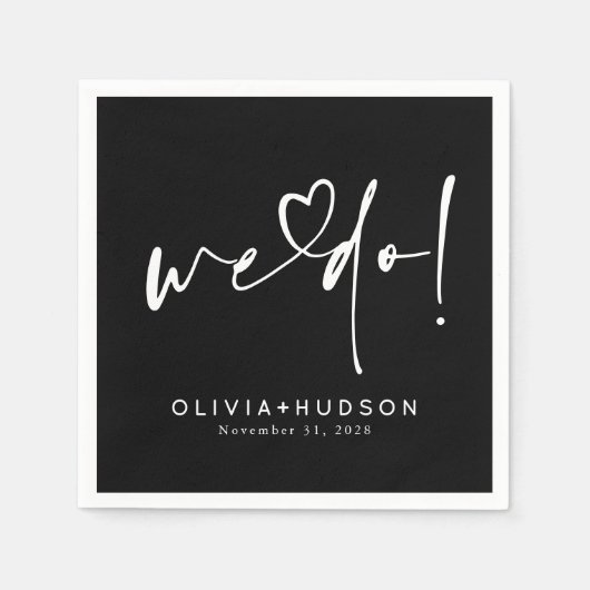 Serviette En Papier We Do Heart Typography Black Wedding (Devant)