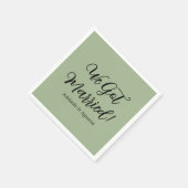 Serviette En Papier We Got Married Green Wedding Reception  (Coin)