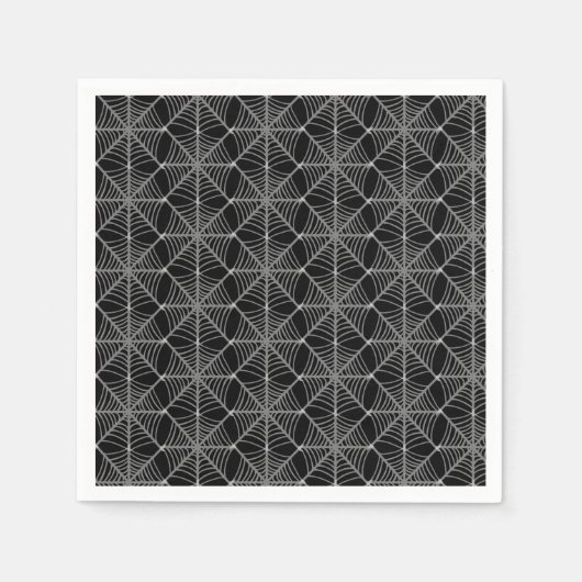 Serviette En Papier Webs d'araignée d'Halloween noir et blanc (Devant)