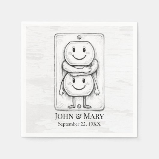 Serviette En Papier Wedding Anniversary Party Electrical Socket  (Devant)