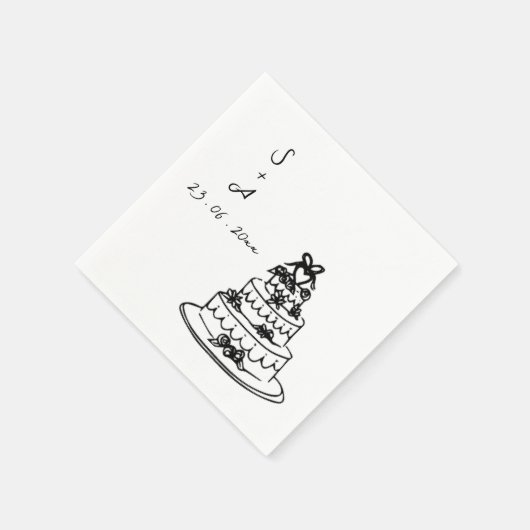 Serviette En Papier wedding cake Hand Drawn Wedding (Coin)