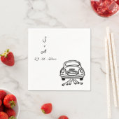 Serviette En Papier wedding car Hand Drawn Wedding (En situation)