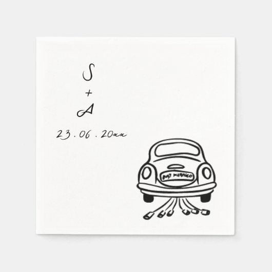 Serviette En Papier wedding car Hand Drawn Wedding (Devant)