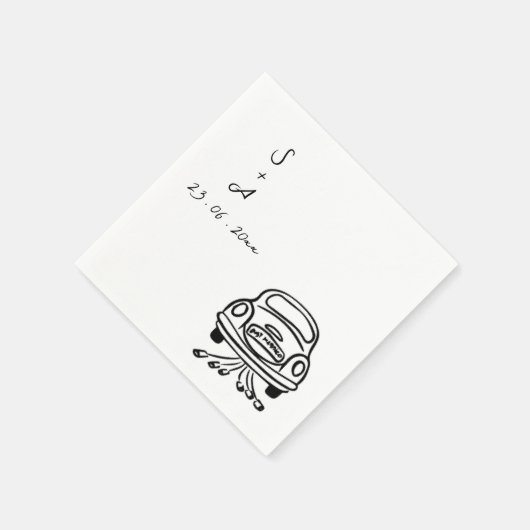 Serviette En Papier wedding car Hand Drawn Wedding (Coin)