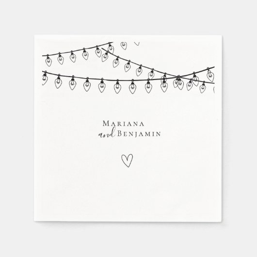 Serviette En Papier Wedding Cocktail Napkin with String Lights (Devant)