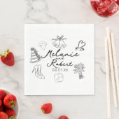 Serviette En Papier Wedding Doodle Save the Dates Wedding Anniversary (En situation)