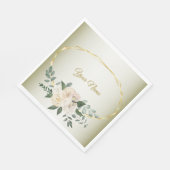 Serviette En Papier Wedding Greenery Leaves Pink Floral Gold Geometric (Coin)