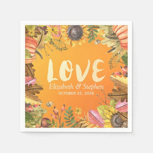 Serviette En Papier Wedding shower Automne Érable Feuille Citrouille T (Devant)