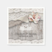Serviette En Papier Wedding shower de la dentelle florale en bois rust (Devant)