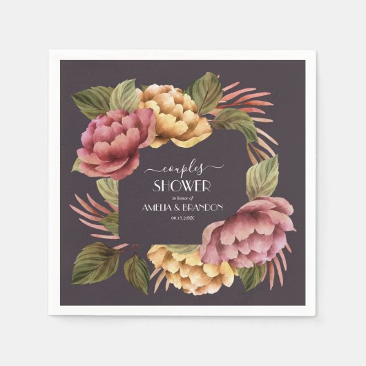 Serviette En Papier Wedding shower Dramatique Couples Floraux (Devant)