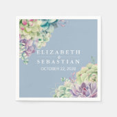Serviette En Papier Wedding shower Elégant aquarelle Plantes succulent (Devant)
