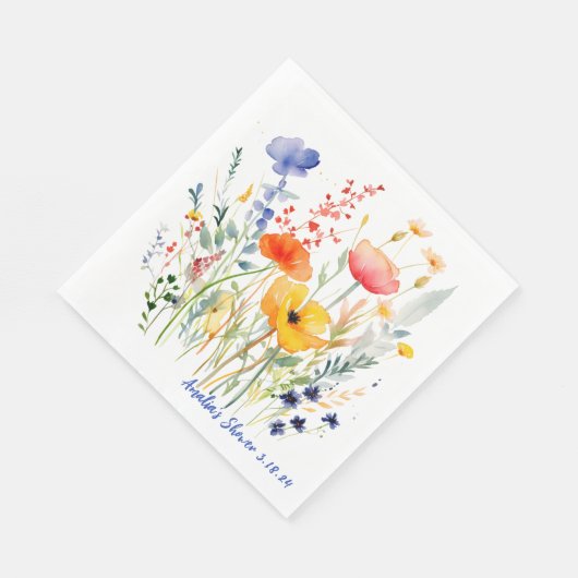 Serviette En Papier Wedding shower Fleur de prairie personnalisé (Coin)