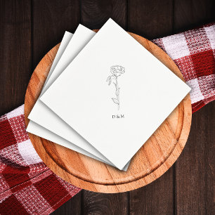 Serviette En Papier Wedding shower moderne, minimaliste blanc Fiançail