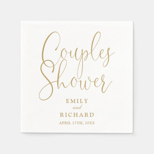 Serviette En Papier Wedding shower nuptiale Chic Gold Elegant Couples (Devant)