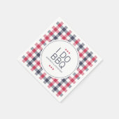 Serviette En Papier Wedding shower préppy rouge, blanc et bleu (Coin)