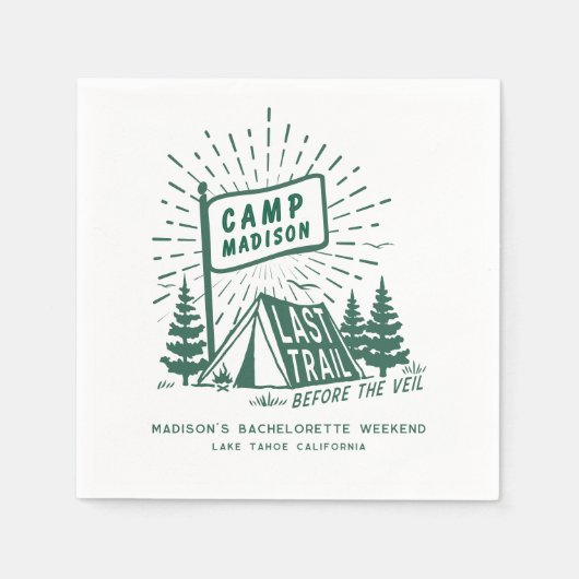 Serviette En Papier Week-end de camping pour filles célibataires rétro (Devant)