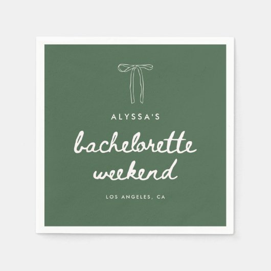 Serviette En Papier Week-end de célibataire Coquette Vert Écriture Mod (Devant)