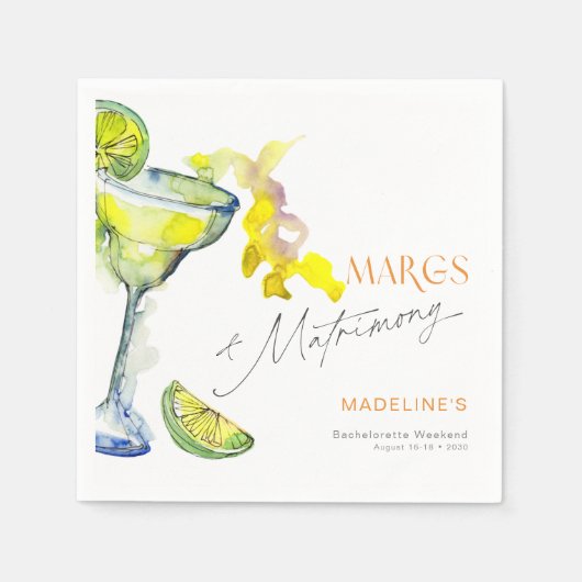 Serviette En Papier Week-end de célibataire élégant Margs & Matrimony (Devant)