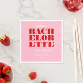 Serviette En Papier Week-end Gras Rose & Rouge Bachelorette (En situation)