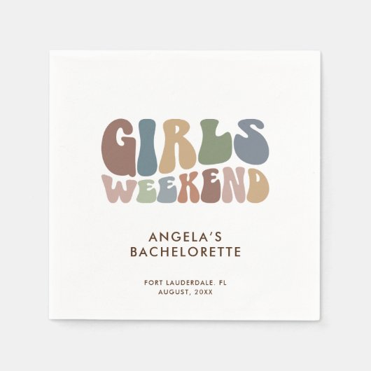 Serviette En Papier Week-end Retro Bachelorette Party Girls (Devant)