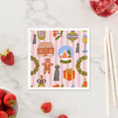 Serviette En Papier  Weim decoration with xmas decorations on pink  (En situation)