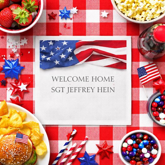 Serviette En Papier Welcome Home USA Flag Military Party