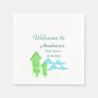 Serviette En Papier welcome to baby shower name blue green tree hill 