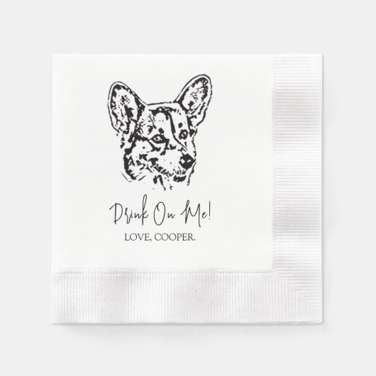 Serviette En Papier Welsh Corgi Chien Cocktail personnalisé Napkin (Devant)