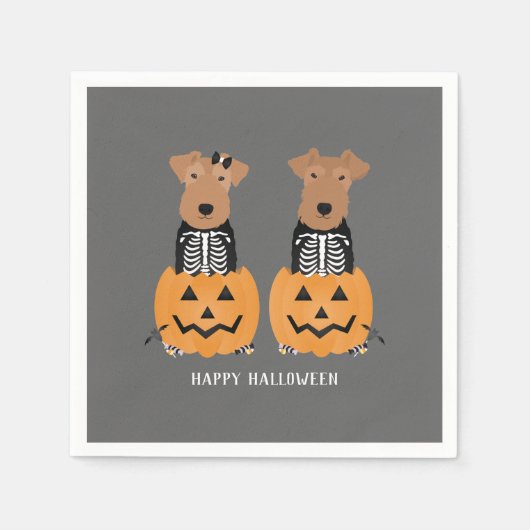 Serviette En Papier Welsh Terrier Halloween Skeleton (Devant)