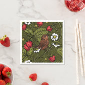 Serviette En Papier Wens et fraises sur vert foncé (En situation)