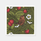 Serviette En Papier Wens et fraises sur vert foncé (Devant)