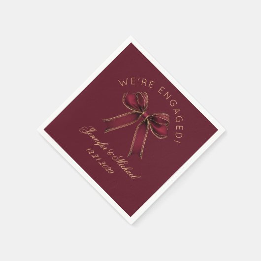 Serviette En Papier We're engaged Engagement party Red Bow luxury (Coin)