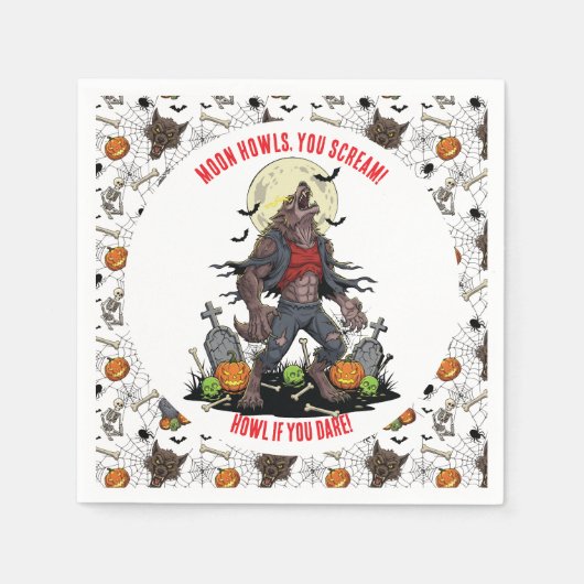 Serviette En Papier 🐺 Werewolf Halloween serviettes 🎃 💀 (Devant)