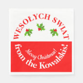 Serviette En Papier Wesolych Swiat Christmas Party Pologne Drapeau et  (Devant)