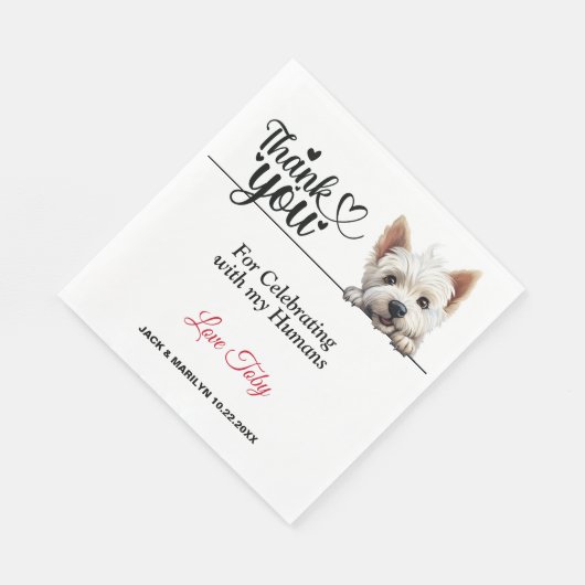 Serviette En Papier West Highland White Terrier Mariage Merci (Coin)