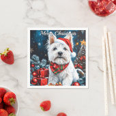 Serviette En Papier West Highland White Terrier Noël (En situation)